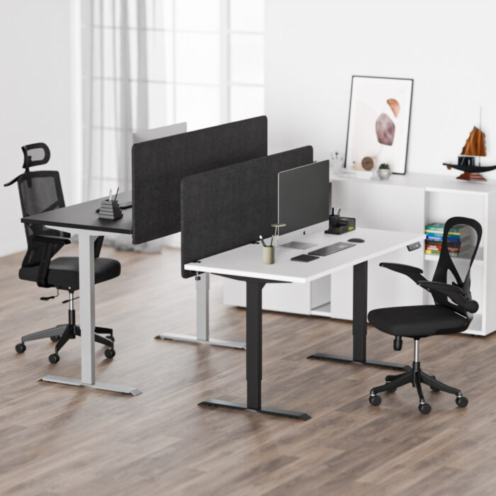 Table Acoustic partition wall BACKWALL anthracite in the office